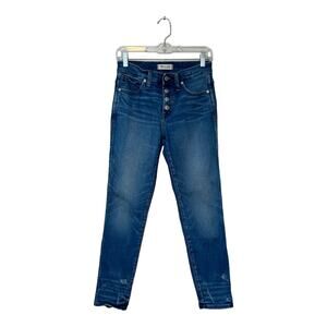 Madewell slim straight buttoned distressed hems stretch jeans size 26